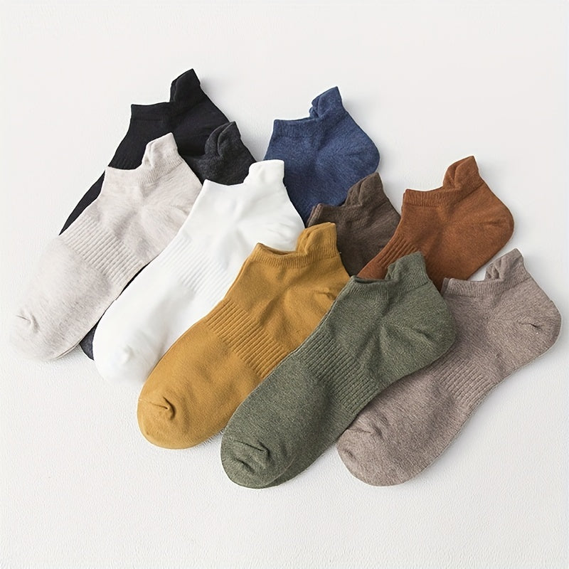 5 pairs of men's breathable, sweat-absorbing, anti-odor short socks for summer, with anti-skid features.