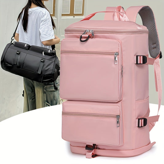 Travel backpack with removable shoulder straps - perfect for fitness, swimming, waterproof, durable, stylish in pink.