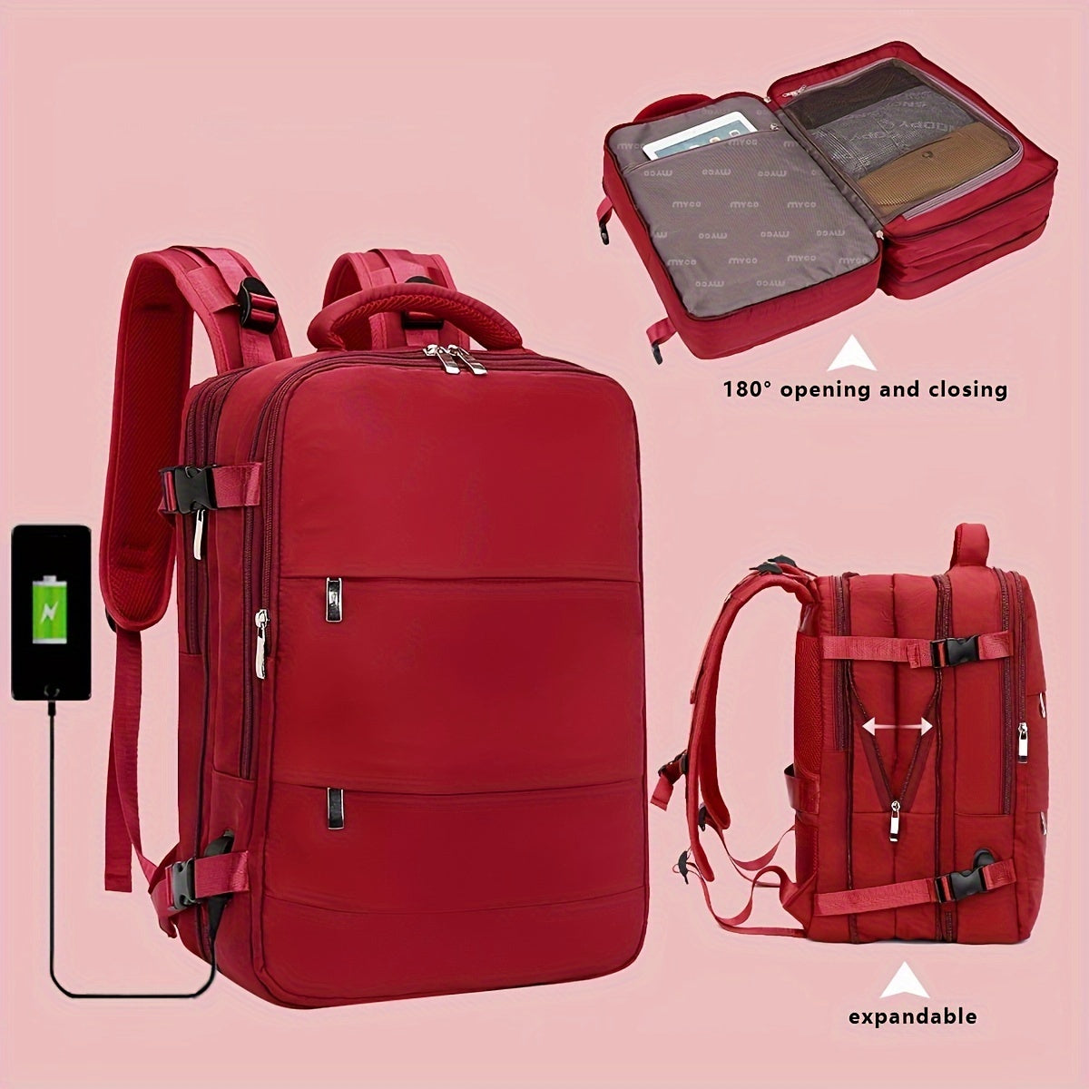 Expandable backpack approved for use as a laptop schoolbag and outdoor travel rucksack.