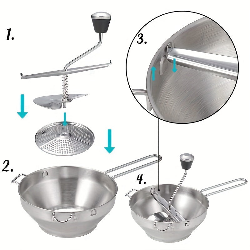 Универсальный кухонный инструмент для пюре фруктов и овощей - 1 шт. Нержавеющая сталь Мельница для продуктов!
