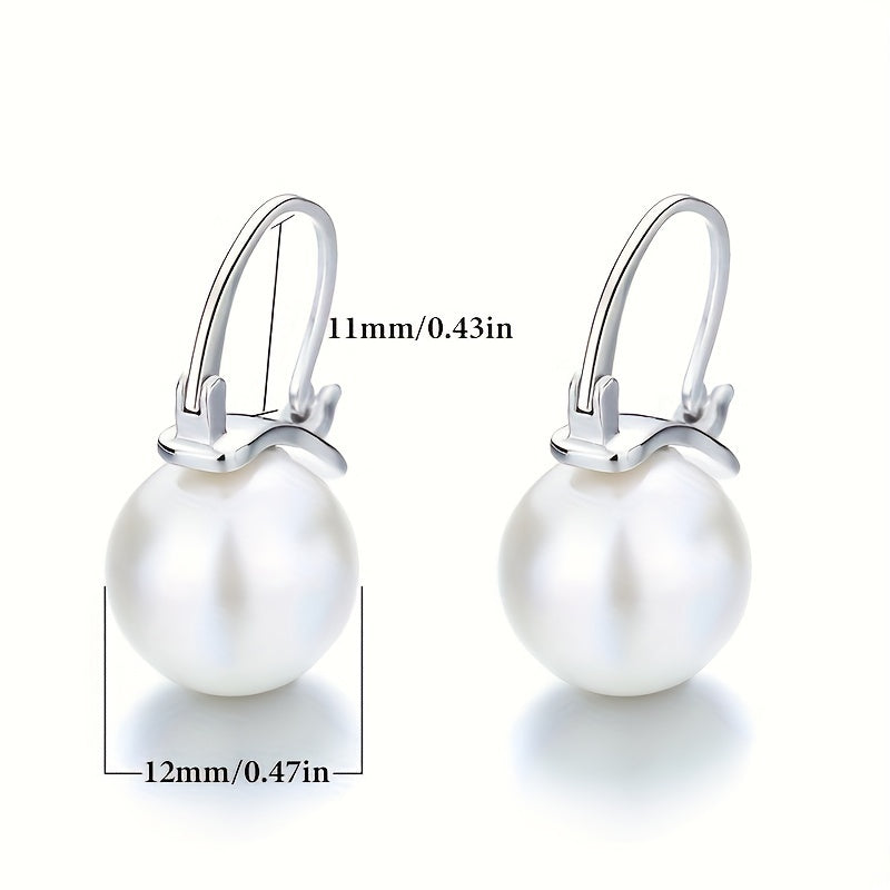 Elegantly crafted from S925 sterling silver, these stunning ladies' earrings feature arched shell pearls that exude exquisite charm. Perfect for wearing at banquets and weddings, this pair makes a great gift option as it is low in allergens and