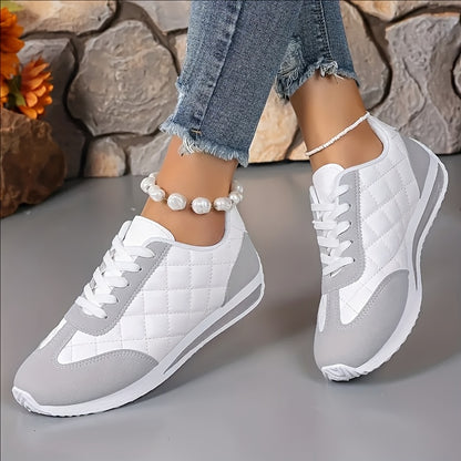 Women's retro casual sneakers - lightweight, lace-up, breathable fabric, all-season sports shoes