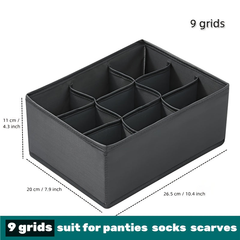 Foldable Multi-grid Underwear Drawer Organizer with Space-saving Design for Bras, Socks, and Clothes - Ideal for Wardrobe, Closet, Bedroom, Dorm or Home Storage