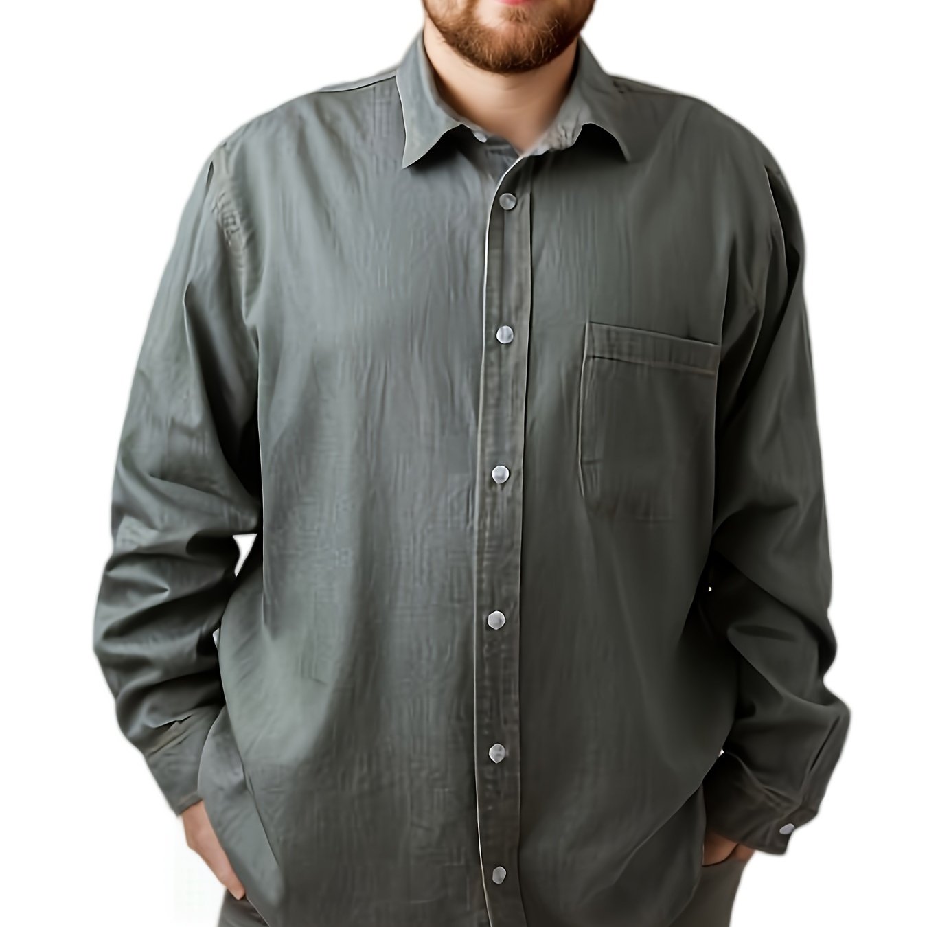 Men's plus size denim shirt, perfect for outdoor activities in spring and fall. Stylish, loose fit and breathable.