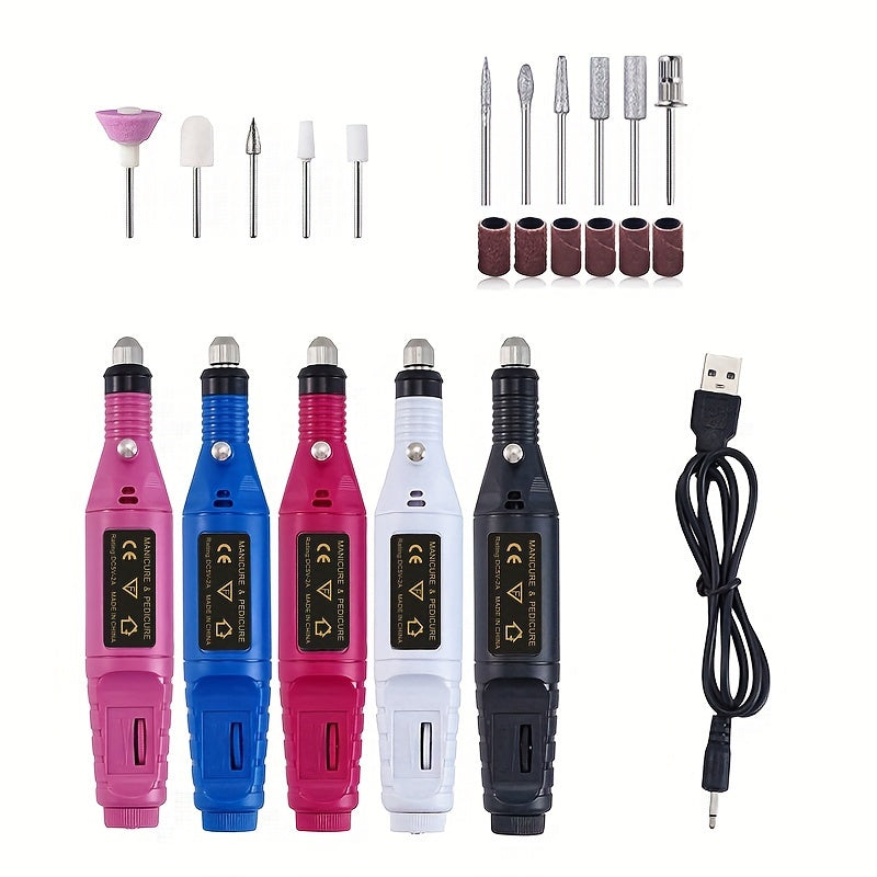 Professional 11-piece nail polishing machine kit is USB powered, odorless, and easy to use for foot, hand, and nail care, ideal for salon or home use.