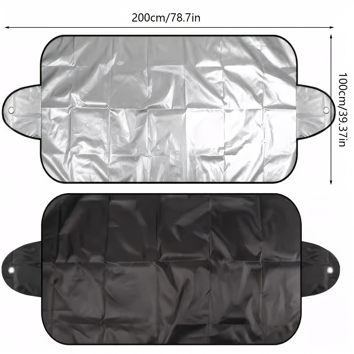 Sun visor and snow cover for car windshield, providing protection from sun, UV rays, and snow.