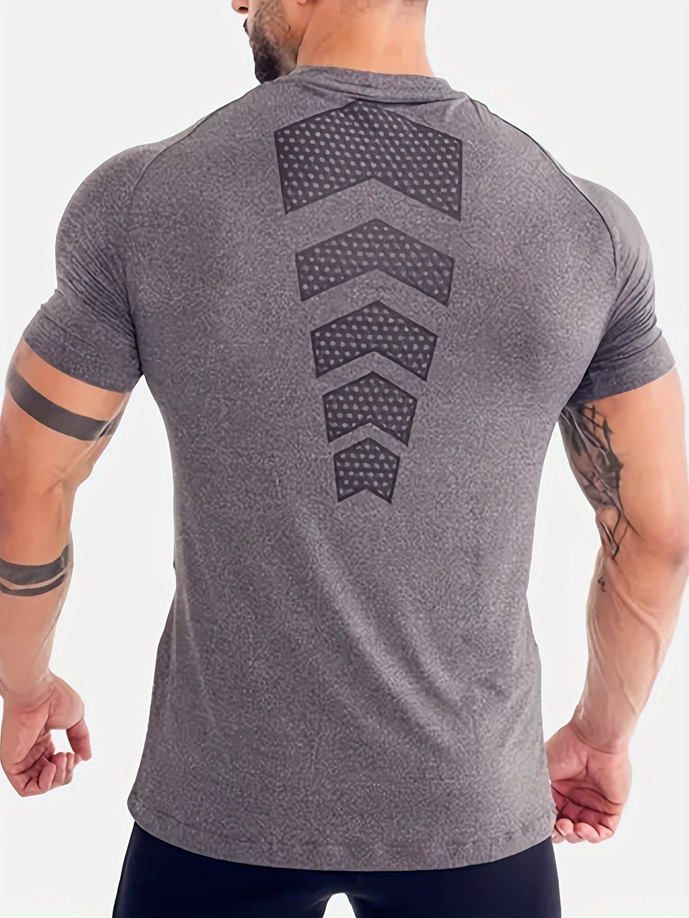 Men's Short Sleeve Round Neck Compression T-shirt for Body Building and Training, Stretch, Quick-drying, Breathable