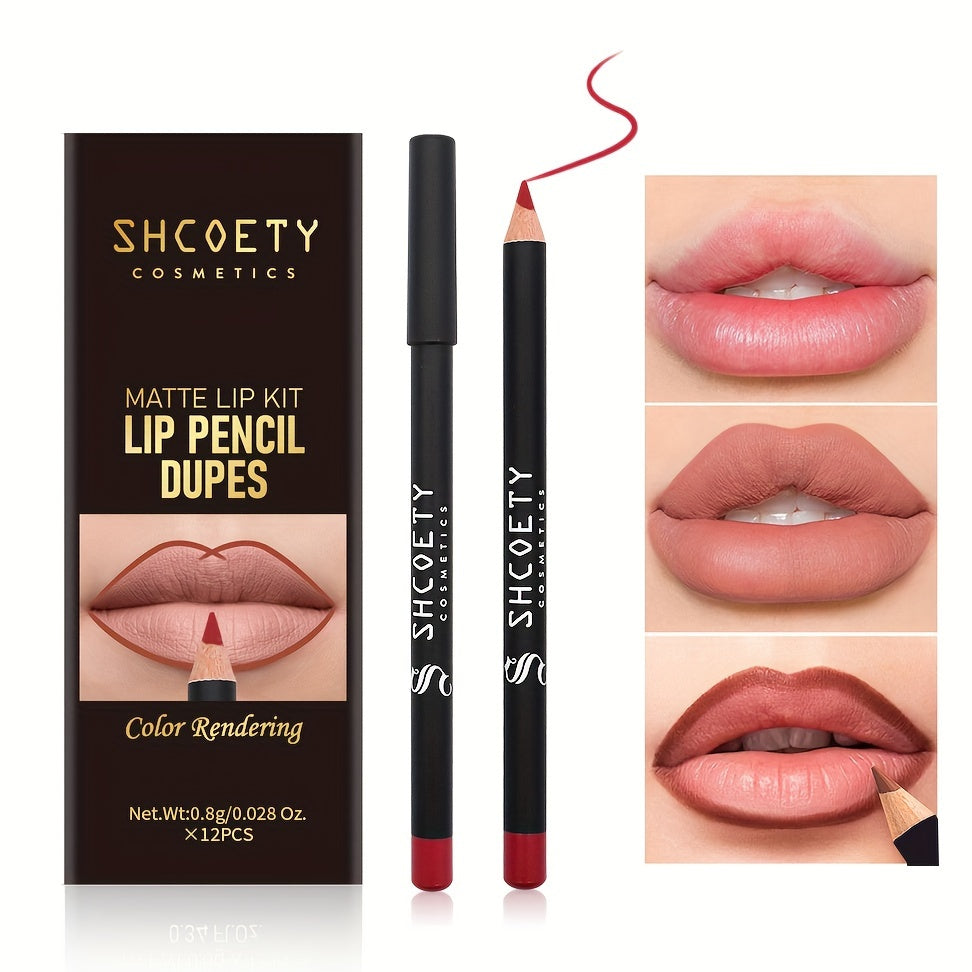 12-Color Matte Lip Liner Set