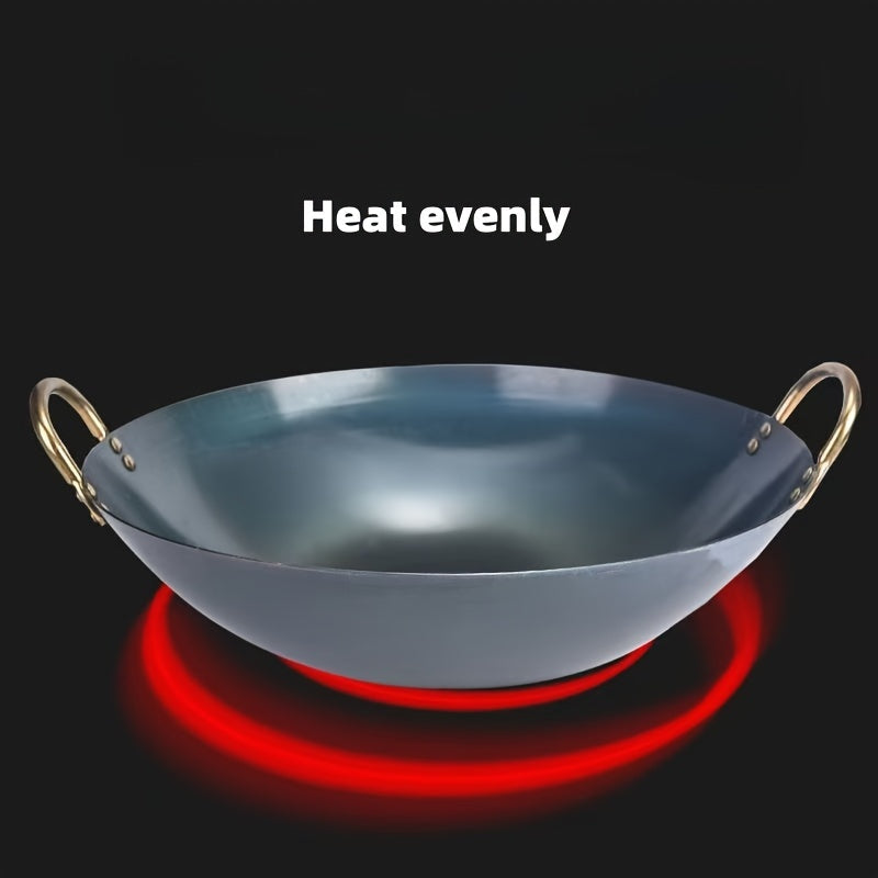 Multipurpose Cast Iron Wok & Soup Pot - Non-Stick Surface, Ideal for Gas Stove Cooking in Both Home and Restaurant Settings