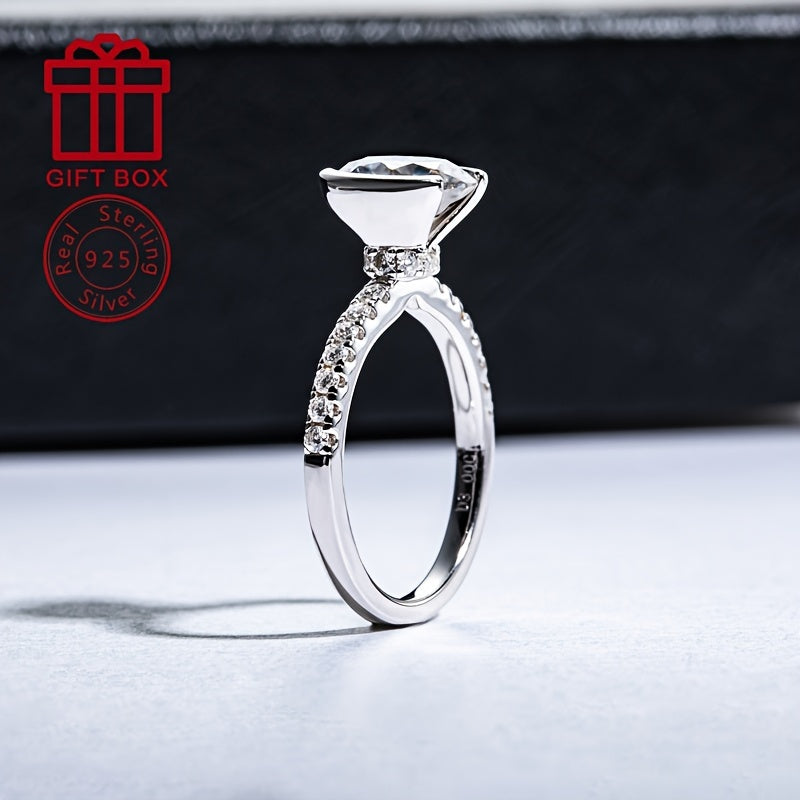 Stylish 925 Sterling Silver Moissanite Ring featuring a 9.0mm Half-Wrap Design, 3CT Total Carat Weight, and Lightweight 3.7g - Ideal for Wedding, Anniversary, or Gift Giving. A unique piece for Women's Fashion, a perfect Friend or Bridesmaid Gift option.