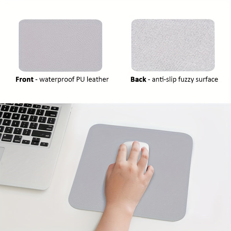 Premium faux leather mouse pad, 18x20cm, waterproof and scratch-resistant. Ideal for office, gaming, and everyday use.