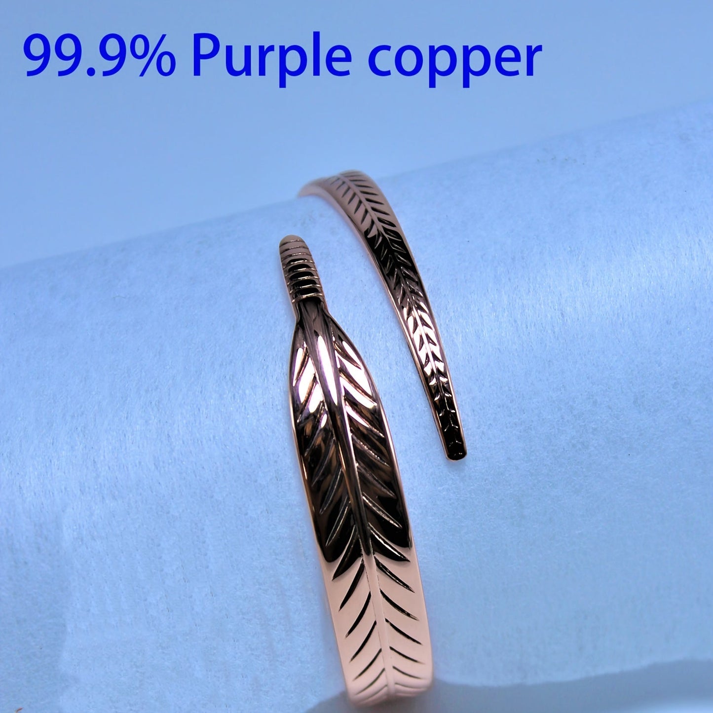 Stylish Copper Bangle adorned with Delicate Feathers, Ideal for Daily Wear and Gift-giving, Versatile for any Occasion