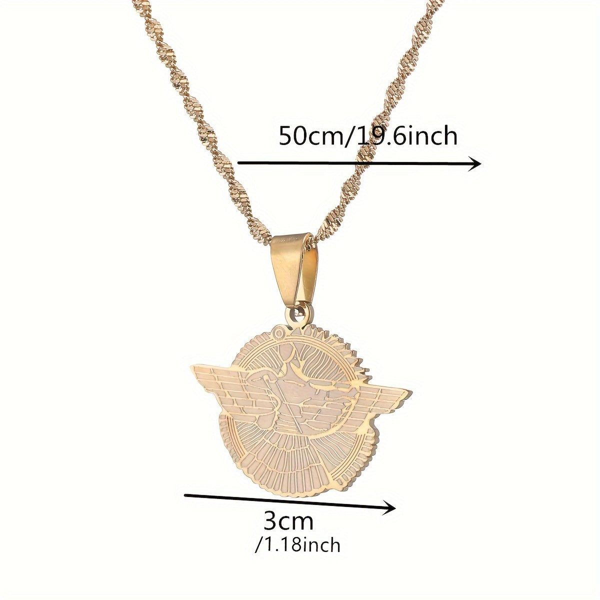 Get your hands on the stunning Ashur Pendant Necklace. Featuring a beautiful Assyrian Symbol Design in either a golden or silvery finish, this necklace is perfect for both everyday wear and special occasions. Made from durable stainless steel, this