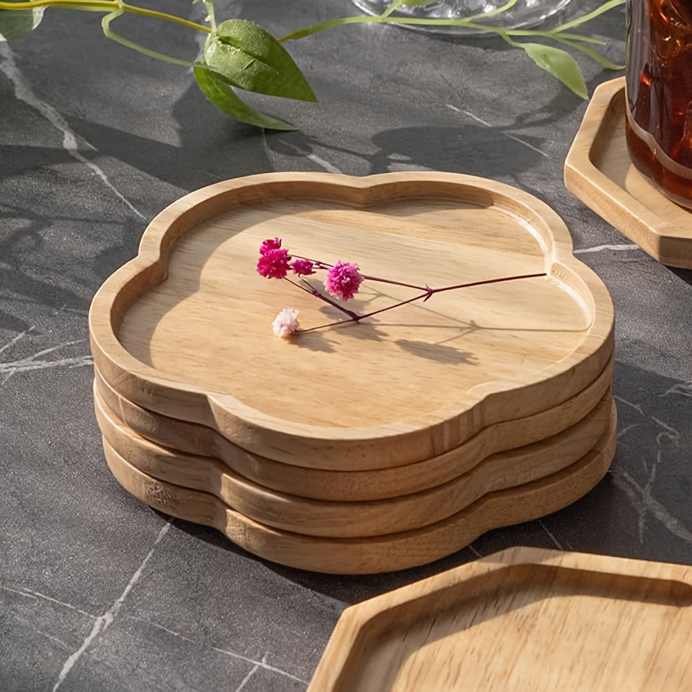 1 PC Bamboo wooden coaster with multipurpose tea cup mat, coffee coaster, mini snack nut dessert tray. Ideal for kitchen table decoration, housewarming or wedding kitchen gifts, or room decor.