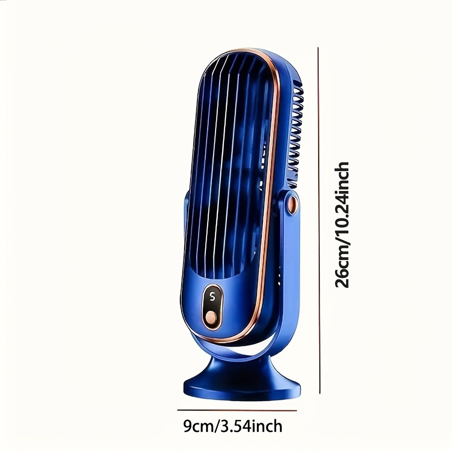 Compact and lightweight desk fan features 5-speed adjustment for customizable cooling. Perfect for use at home, in the bedroom, or while camping outdoors. USB rechargeable for convenience.