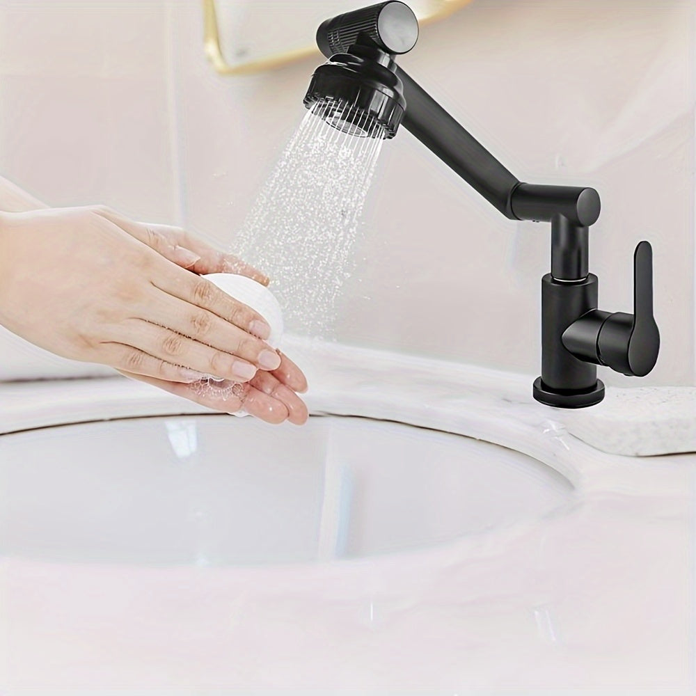 360° Rotating Sink Hot And Cold Water Faucet with Universal Rotating Mechanical Arm Nozzle and ABS Faucet Adapter. Ideal for RV, camper, travel trailer, and kitchen faucet replacement.