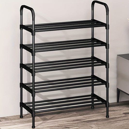 Large Black Multi-Layer Metal Shoe Rack with Space-Saving Design - Perfect for Boots & Shoes, Great for Entryway, Bedroom, Closet, or Living Room