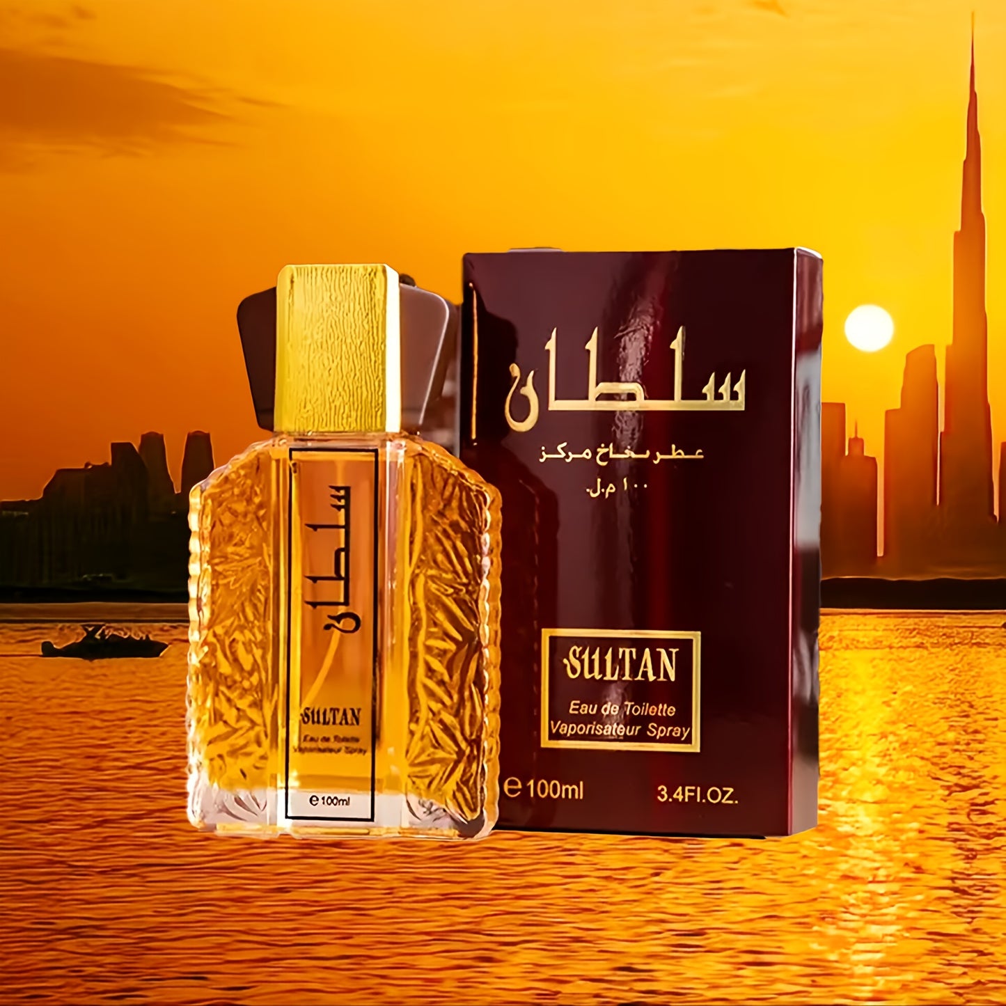 1x Sultan 3.38 Oz Floral Eau De Toilette for Men, long-lasting with 5-15% essence concentration, alcohol-based fragrance formaldehyde-free.