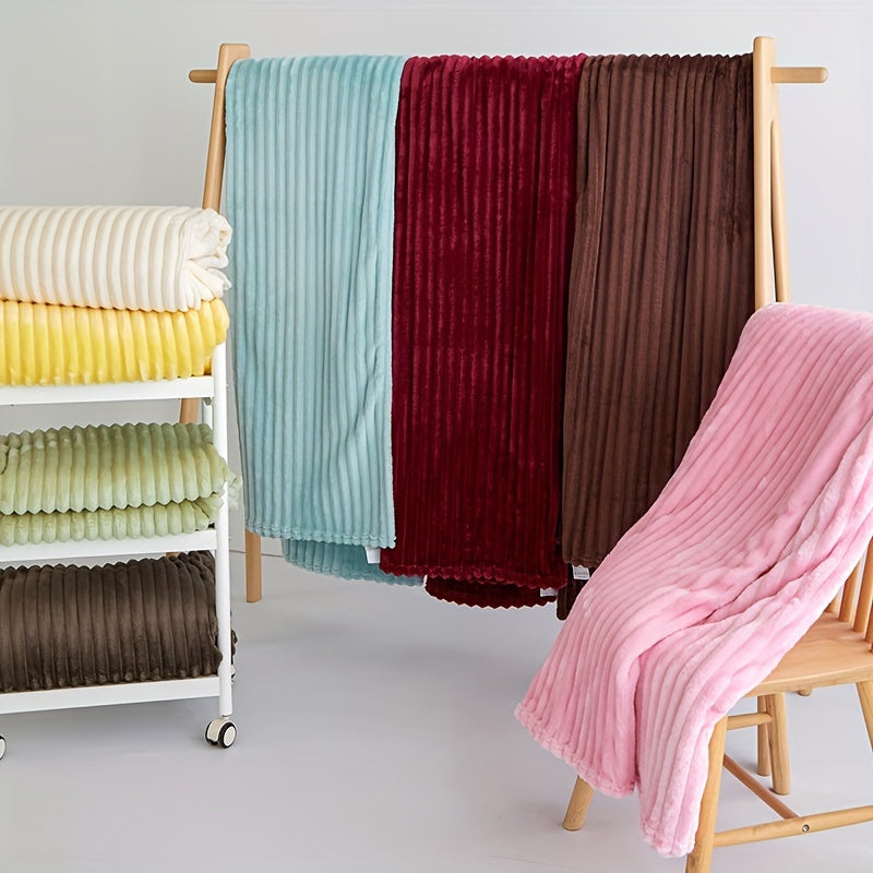 Stylish wide striped blanket in a solid color (pillow core and pillowcase not included)