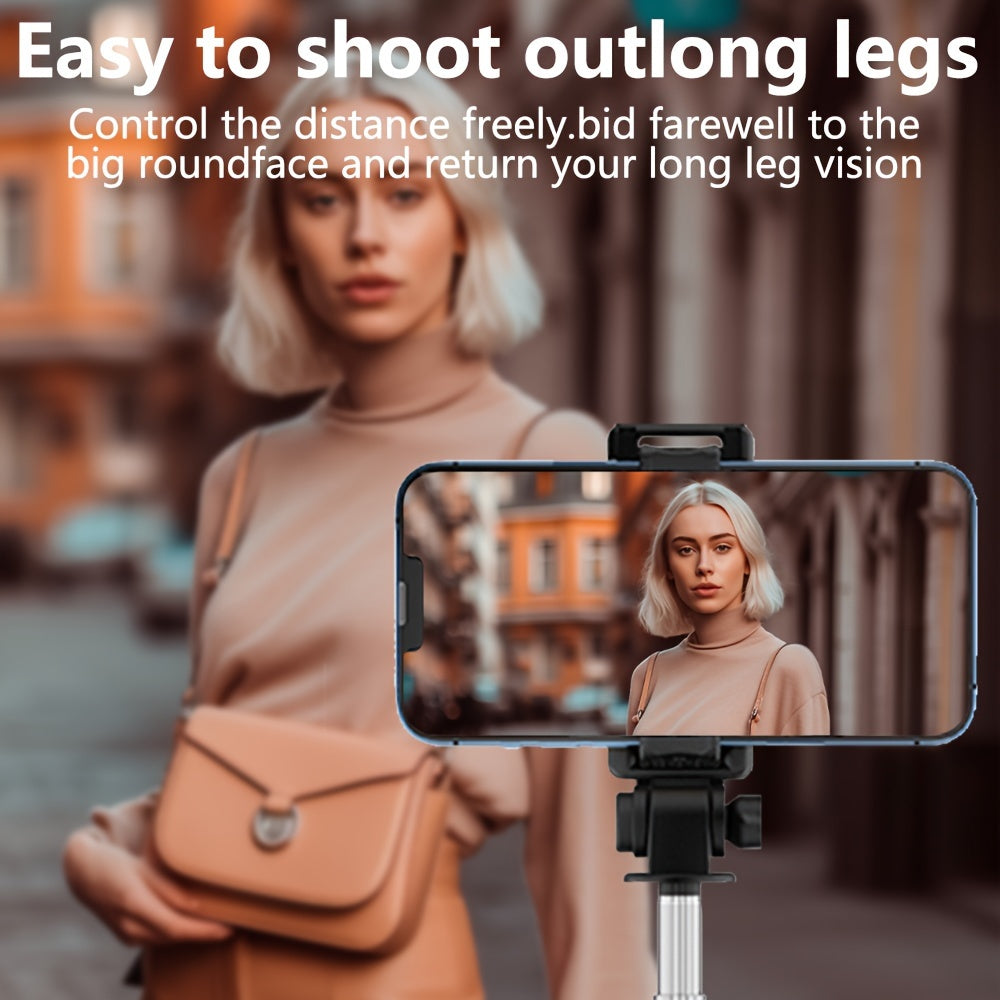 Specialized floor tripod with mini rotating phone holder and wireless selfie stick for stable vlogging and live streaming on the go.