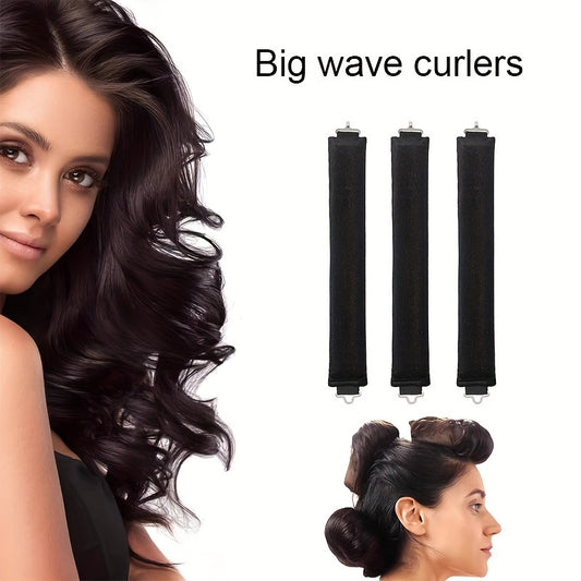 3-Pack Unisex-Adult Big Wave Curlers for Curly Hair styling, Easy to Use Iron Set