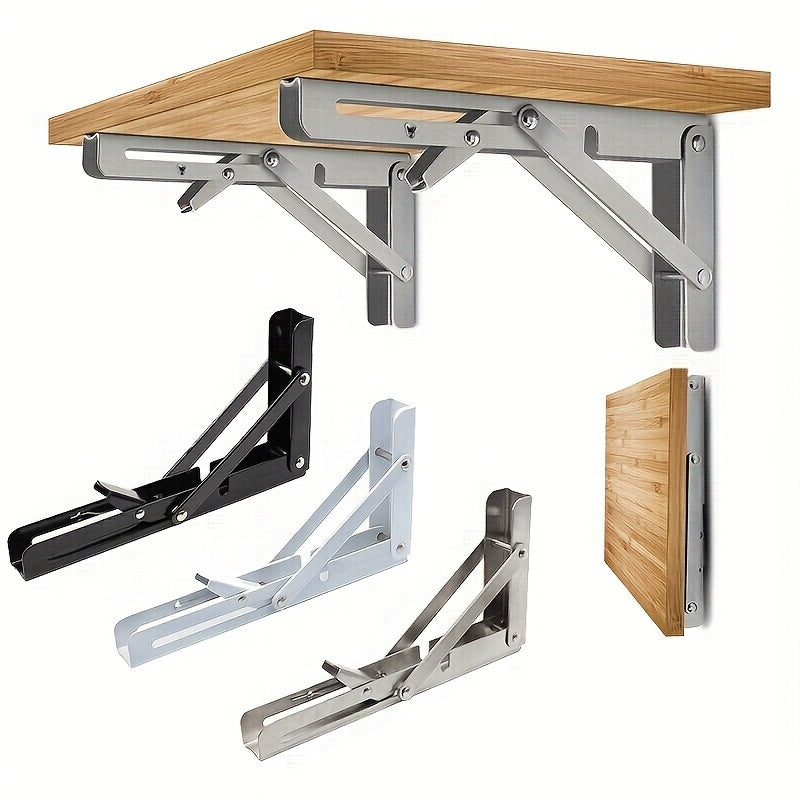 1pc Heavy Duty Folding Shelf Brackets for Bench Table - Wall Mounted with Screws