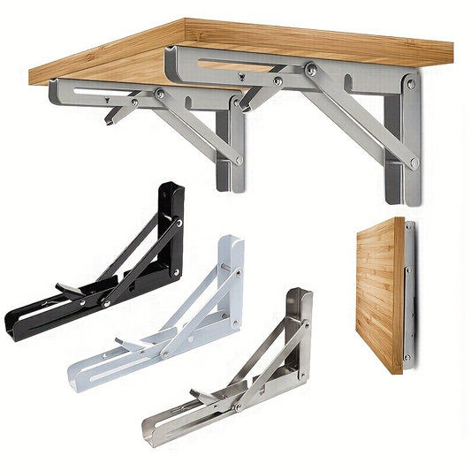 1pc Heavy Duty Folding Shelf Brackets for Bench Table - Wall Mounted with Screws