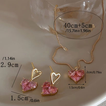 Y2K Heart-Shaped Earrings and Necklace Set perfect for all occasions - Cute, sexy alloy jewelry for women.