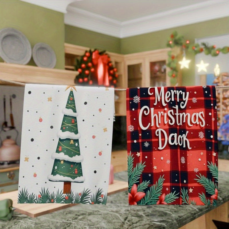 Get ready for the holiday season with this 2-piece kitchen towel set measuring 45.72X66.04 cm. Perfect for tea time and Christmas decorations, these towels feature a soft design that is ideal for winter festivities. Give the gift of style and convenience