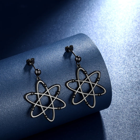 Science-themed Dangle Earrings Featuring Atoms with Six Electrons - Unique Gift for Biology and Chemistry Enthusiasts