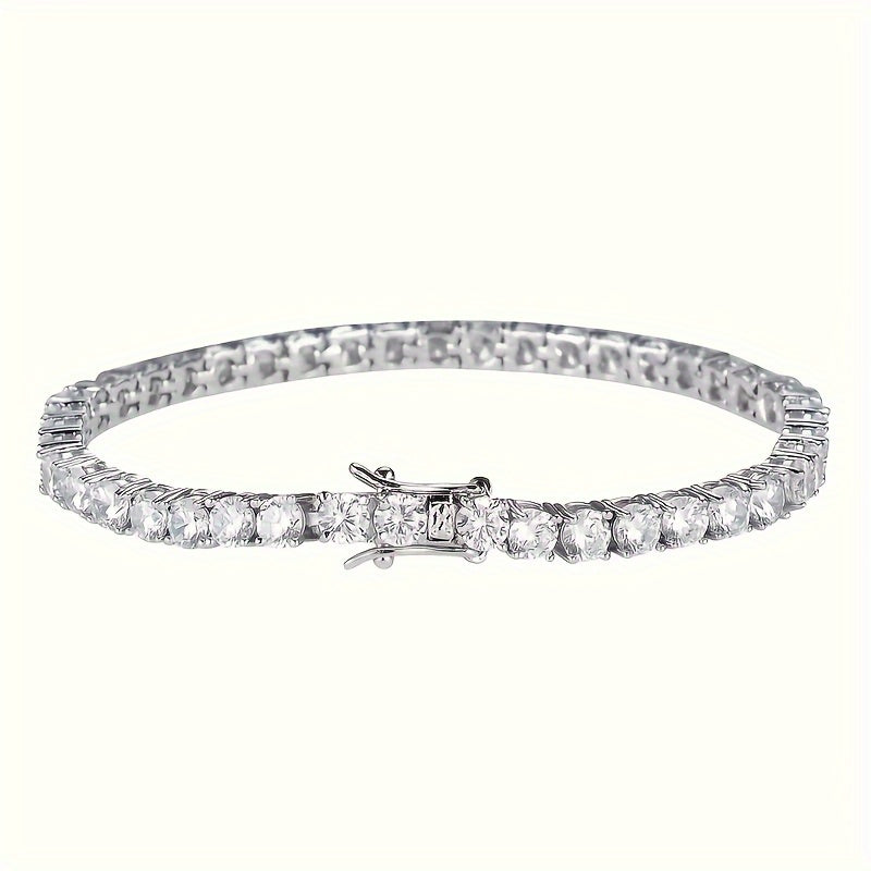 Exquisite Moissanite Tennis Bracelet - 10.5-14ct Lab-Created Diamonds, 18k White Gold Plated 925 Sterling Silver, Ideal Gift for Every Celebration