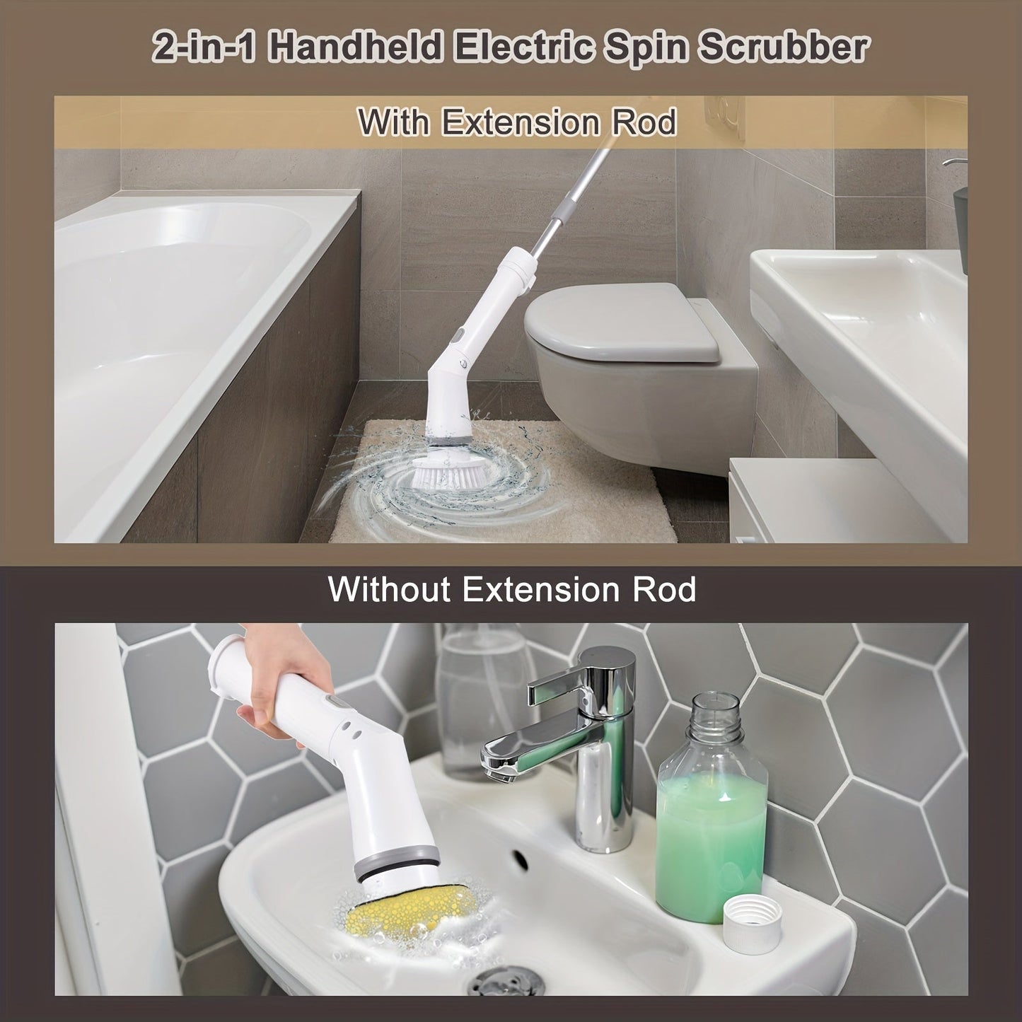 Get a complete cleaning solution with our 1set Electric Rotating Floor Cleaner. This handy tool comes with 6 Replaceable Brush Heads and an Adjustable Telescopic Handle for easy use. The 360 Wireless Cleaning Brush is perfect for bathrooms, bathtubs, and