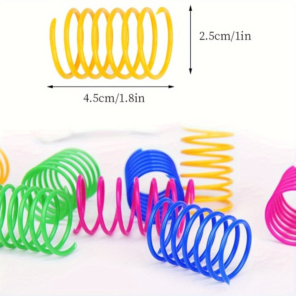 100-Pack Cat Spring Toys - Plastic coil springs for interactive play, teeth cleaning, and exercise. No batteries required.