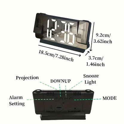 LED Dual Projection Alarm Clock with USB Power, Battery Operated, Digital Wall Clock for Bedrooms.