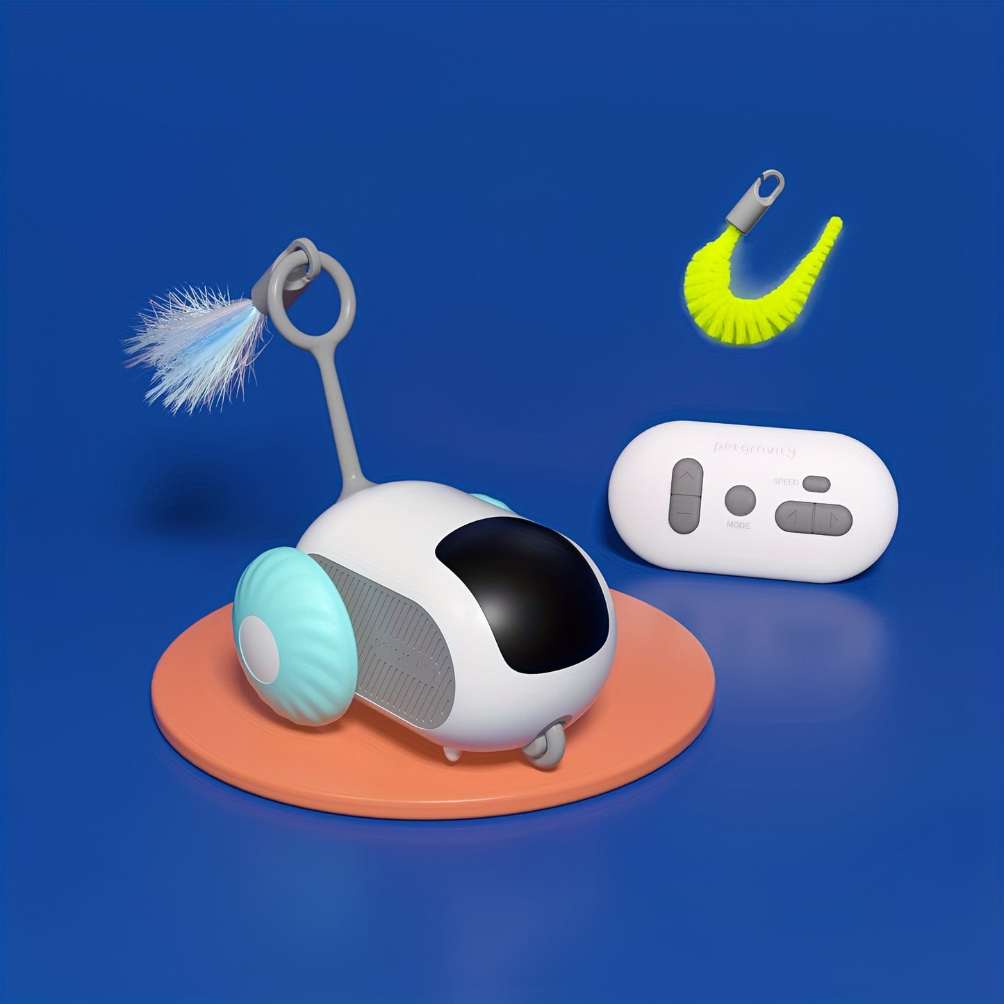 Teasing cat toy electric car with remote control and autopilot mode, includes teasing cat stick, pet supplies.