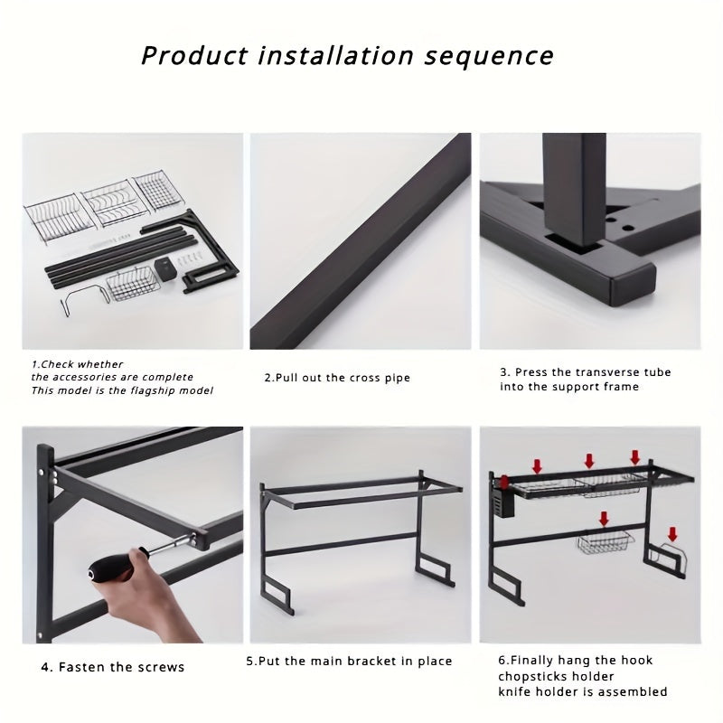 This multi-functional kitchen organizer rack is made of durable cast iron and comes fully assembled. Perfect for organizing dishes, utensils, and more. Great for home storage, draining dishes, holding chopsticks and ladles, and as a cleaning basket.