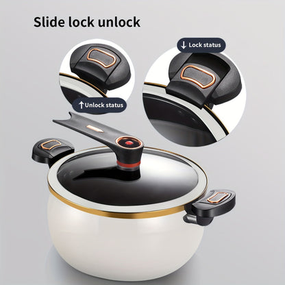 1-piece Cast Iron Stockpot with Twist-Lock Handles, Large 7L Capacity Soup Pot, Quick Stew Cookware, Suitable for All Stovetops