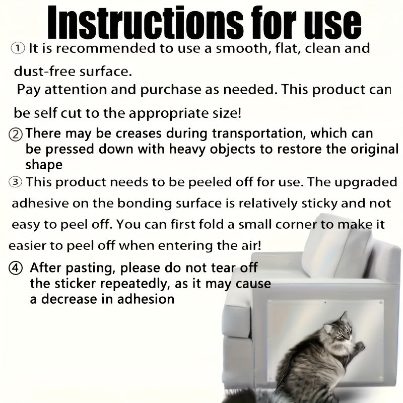 10 pieces of transparent, double-sided furniture protector tape for sofas and couches to prevent scratching by cats. Made of durable PVC material.