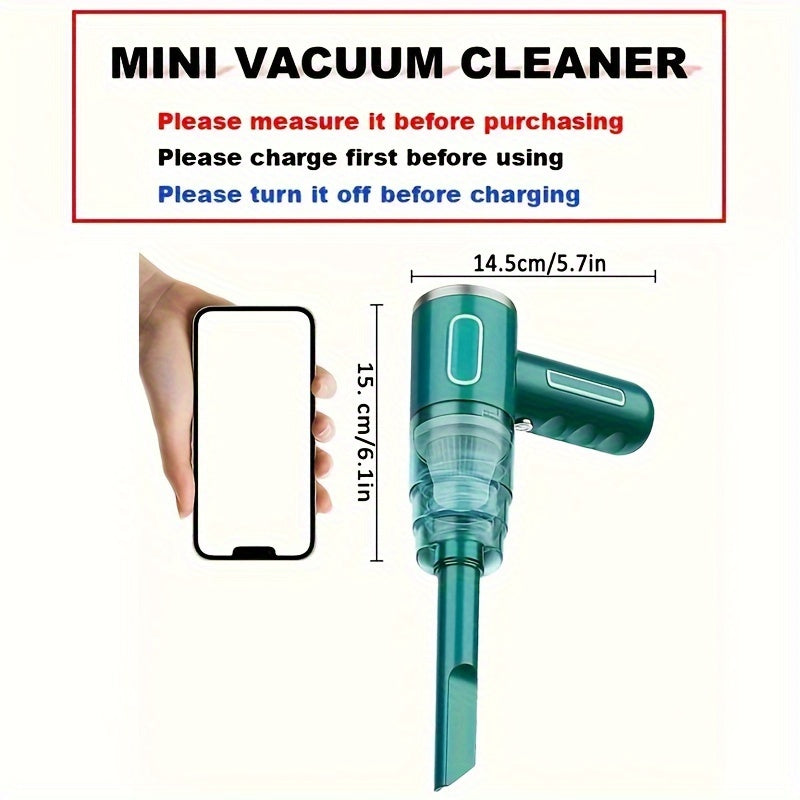 Rechargeable handheld vacuum for car and home, wireless and portable.