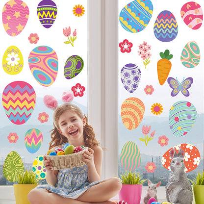 Easter Egg Window Clings - Includes 9 Sheets, Battery-Free, Easy to Apply, Ideal for Easter Party Decor & Supplies