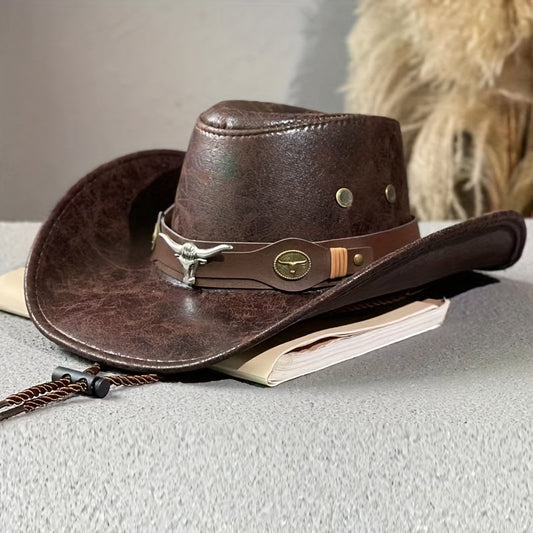 Breathable sunshade cowboy hat with rivets ideal for outdoor activities such as camping, fishing, mountaineering, and vacation.