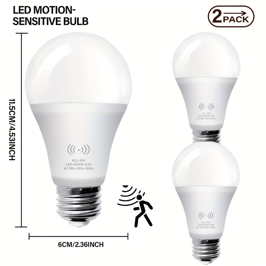 2/5 PK Kasotile 9W A19 Motion Sensor Light Bulbs with automatic dusk to dawn activation, available in Daylight (3000K) and Warm White (6000K) E26.