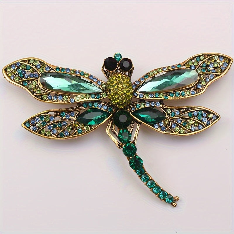 Crystal dragonfly brooch with a vintage touch - a unique accessory for women