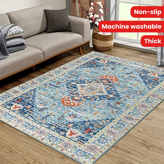 Vintage Boho Area Rug, crafted from soft and thickened crystal velvet for ultimate comfort. This anti-fatigue shaggy floor carpet is non-slip and machine washable, perfect for your living room, bedroom, dormitory, or entrance. Add a touch of style to