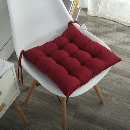 Thickened Solid Color Brushed Chair Cushion - Washable polyester seat pad for dining, office, and tatami chairs