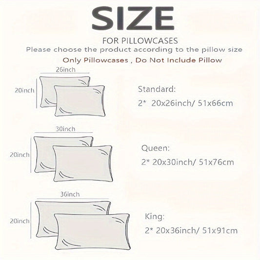 Black 2-Pack of Standard Size 20x26 Satin Pillowcases made of 100% Polyester. These smooth and cooling pillowcases feature an envelope closure and are machine washable. They provide frizz-free hair care, nourish the skin, and are made of a no print woven