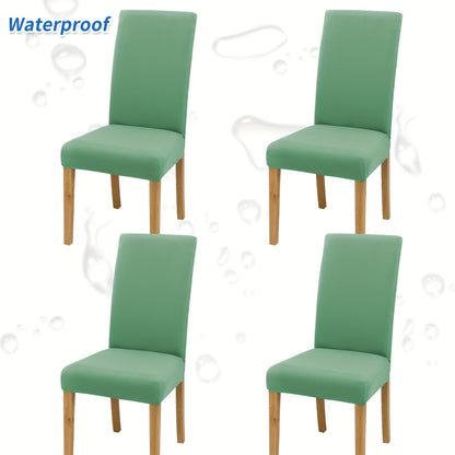 4-6pcs Stretch Milk Fiber Chair Covers with Water-Resistant Elastic Bands, Machine Washable, 92% Polyester 8% Spandex Fabric, 140-160g Weight. Ideal for Home and Restaurant Decoration.