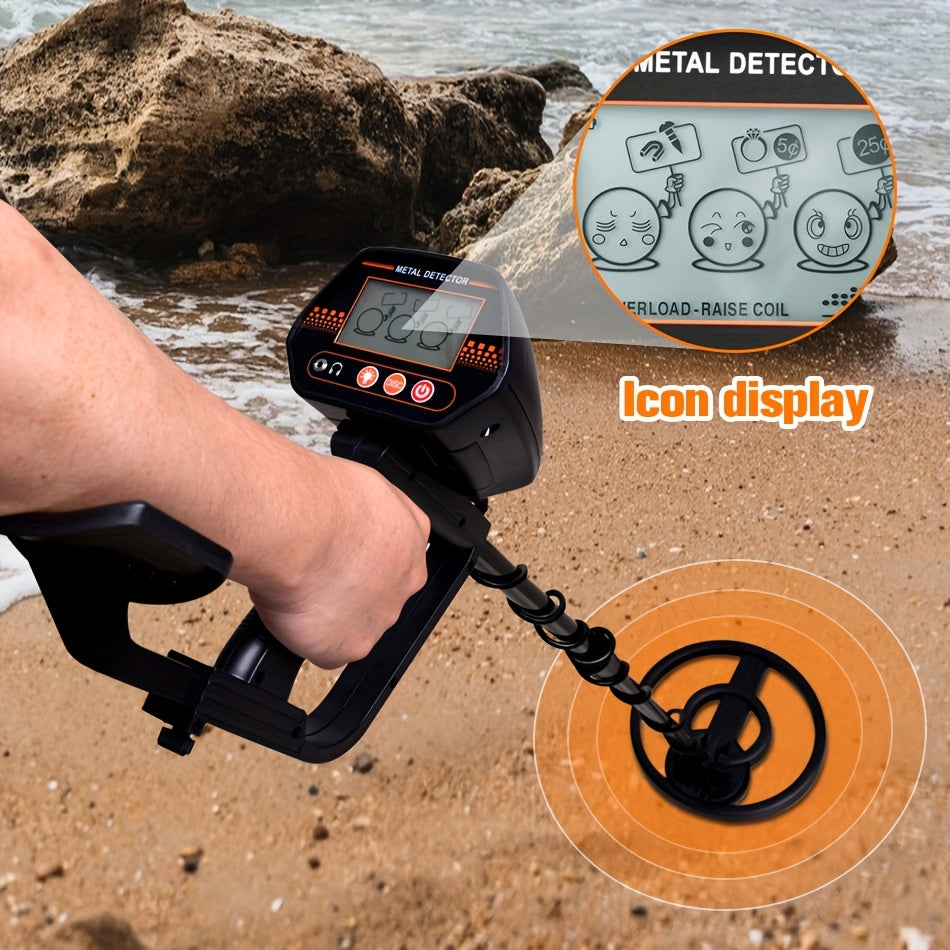 Beach Treasure Finder Handheld Metal Detector, Detects Objects up to 12.7 cm deep for coins and 91.44 cm deep for larger objects. Frequency: 7.0±0.6Khz, Includes 2*9V batteries, No shovel