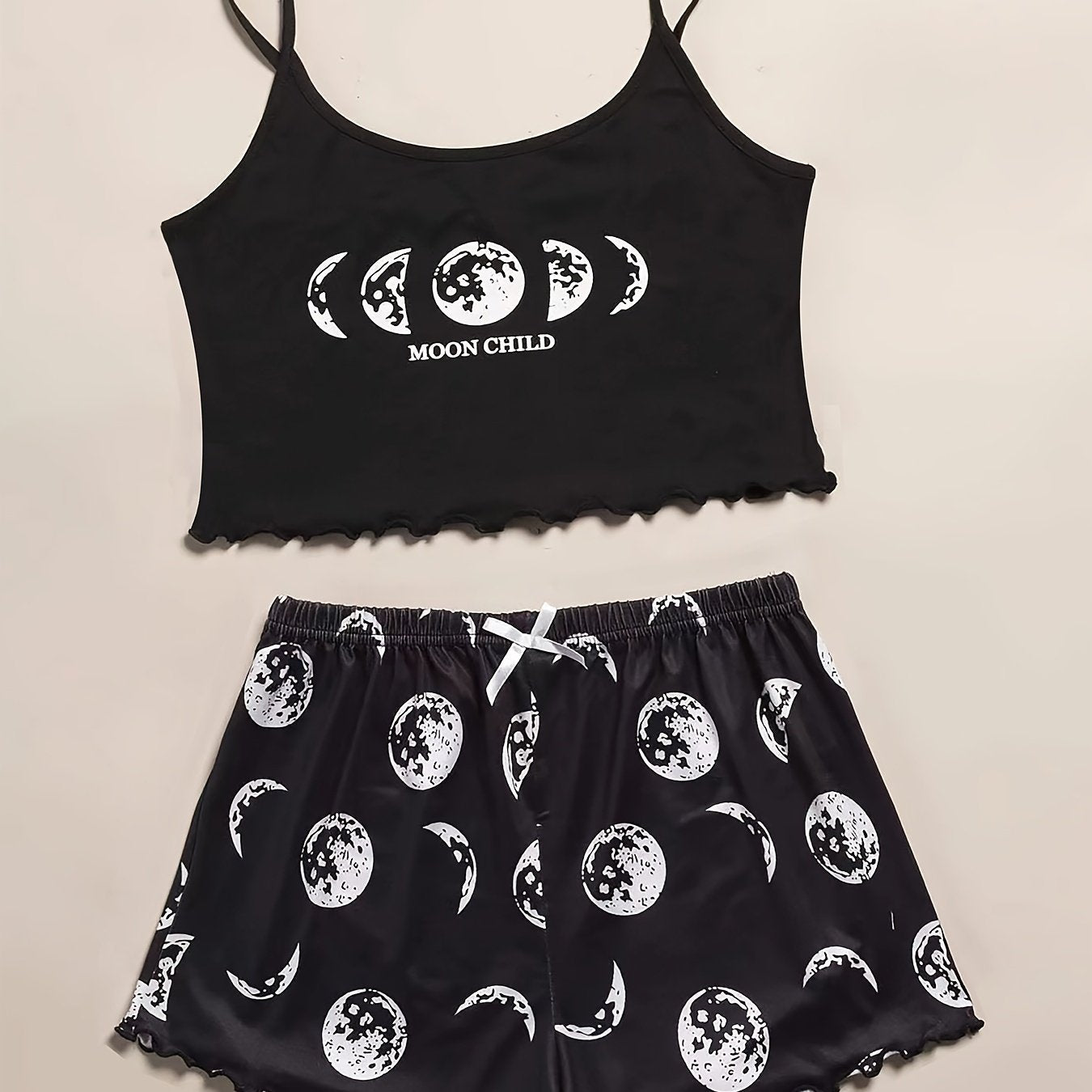 Women's pajama set with moon theme print