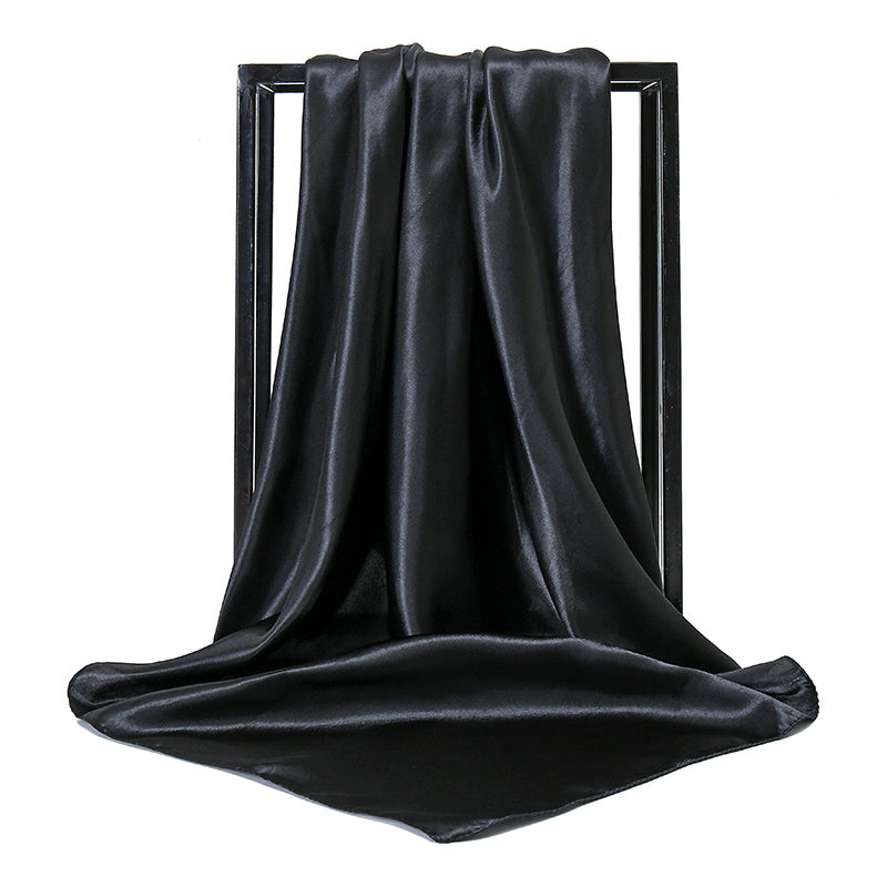 Large satin square scarf for women, suitable for hair wrapping or as a gift. Made from imitation silk.